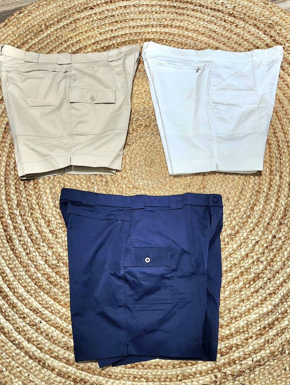 Sportif Cargo Stretch Short Lot Of 3 Mens 42 Performance Navy White Tan Gorpcore